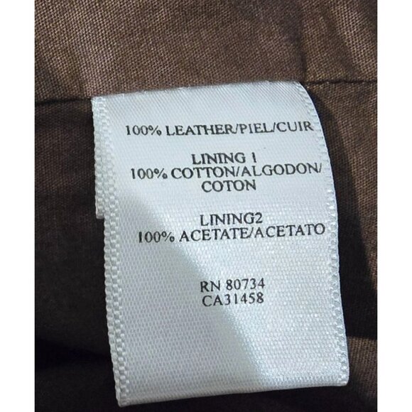 BCBGMAXAZRIA Women's Brown Leather Short Sleeve Tailored Blazer Jacket Large - Picture 6 of 14